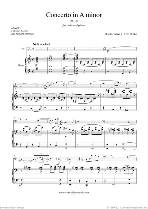 Cello Concerto In A Minor Op. 129 (Edition For Cello And Piano)